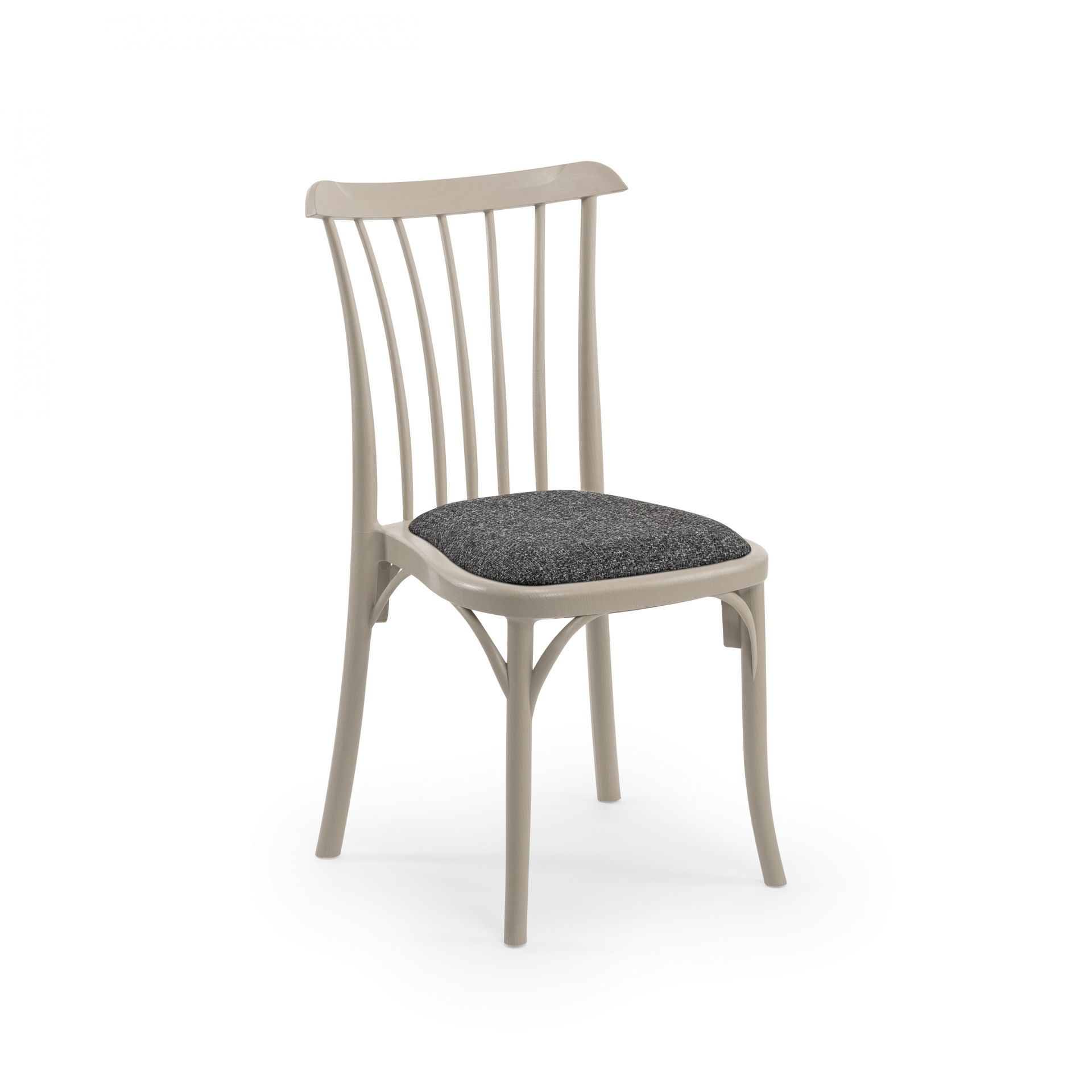 Bintaş Mobilya Gozo Bej Plastik Antrasit Gri Kumaş Döşemeli Hafif İstiflenebilir Sandalye Modelleri