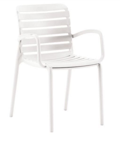 Dora Beyaz Kollu Bahçe Sandalyesi | Dayanıklı Dış Mekan