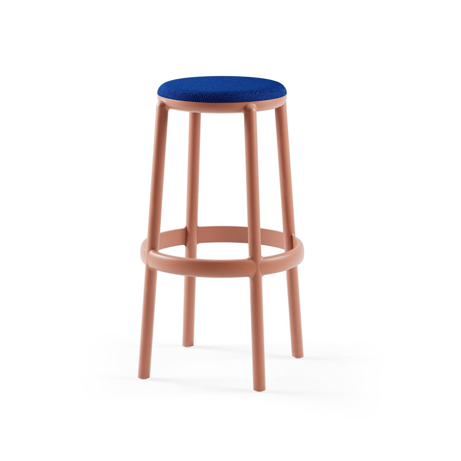75 cm Bar Taburesi Koyu Mavi Kumaş İstiflenebilir Model
