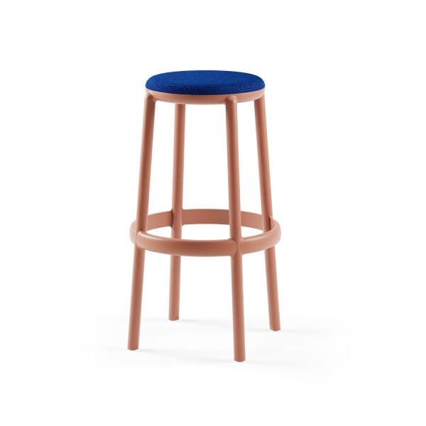 75 cm Bar Taburesi Koyu Mavi Kumaş İstiflenebilir Model