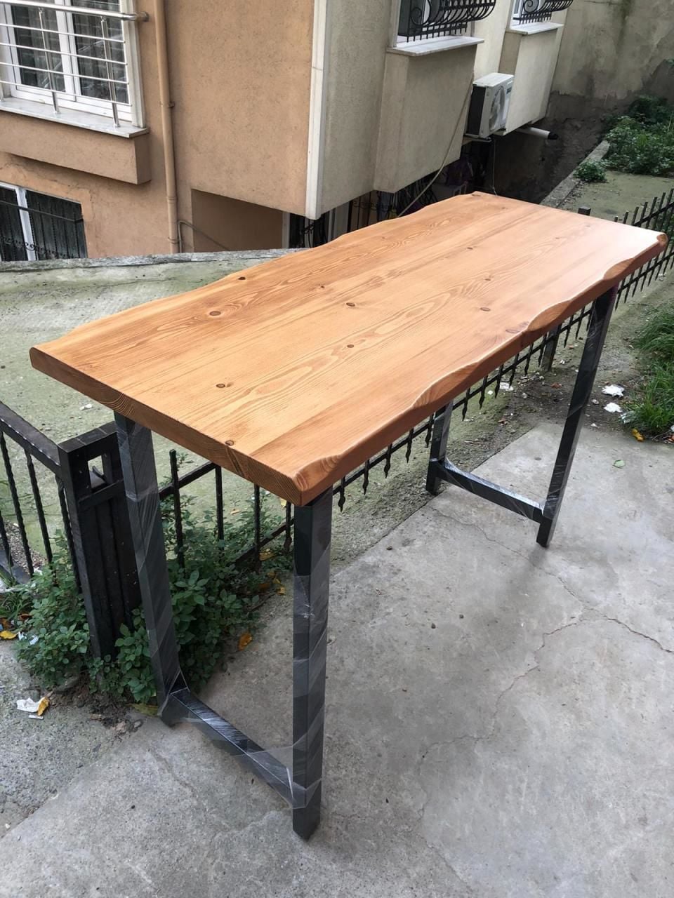 60x150 Doğal Ağaç Kütük Bar Masası
