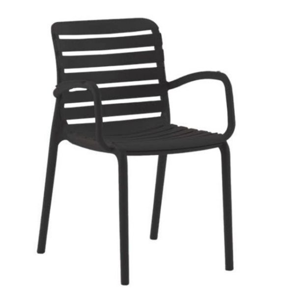 Dora Siyah Kollu Bahçe Sandalyesi | Dayanıklı Dış Mekan