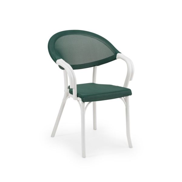 Fileli Dış Mekan Bahçe Sandalyesi Beyaz Gövde Yeşil Renk File