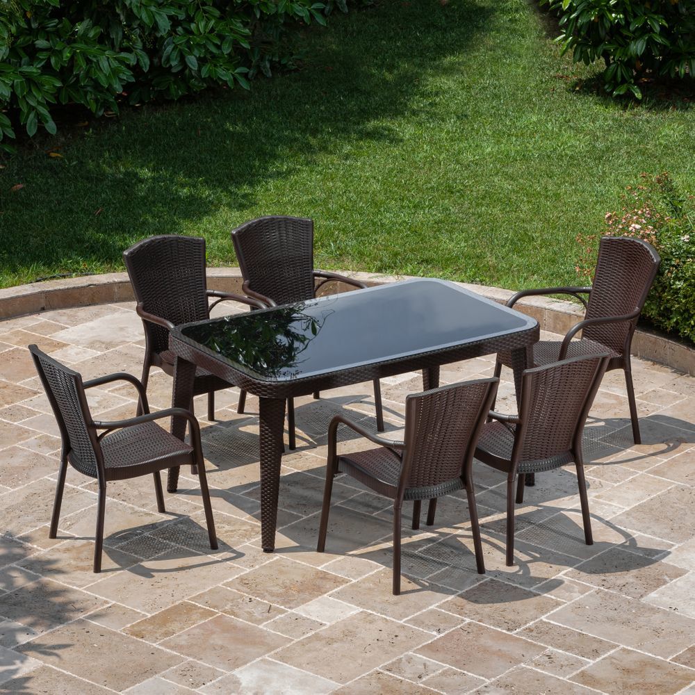 Wenge 90x150 6 Kişilik Dış Mekan Bahçe Masa Seti