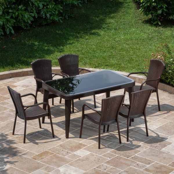 Wenge 90x150 6 Kişilik Dış Mekan Bahçe Masa Seti