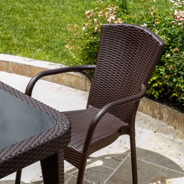 Wenge 90x150 6 Kişilik Dış Mekan Bahçe Masa Seti