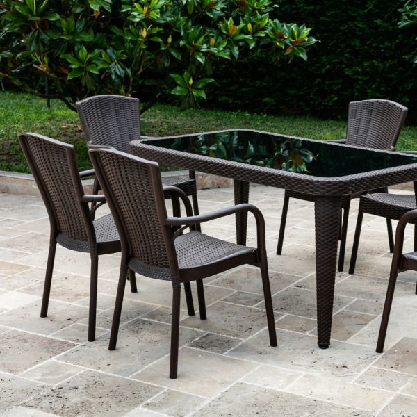 Wenge 90x150 6 Kişilik Dış Mekan Bahçe Masa Seti