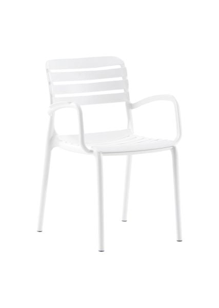 Flora Beyaz Kollu Plastik Bahçe Sandalyesi | Dış Mekan