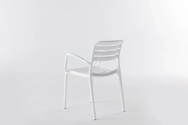 Flora Beyaz Kollu Plastik Bahçe Sandalyesi | Dış Mekan