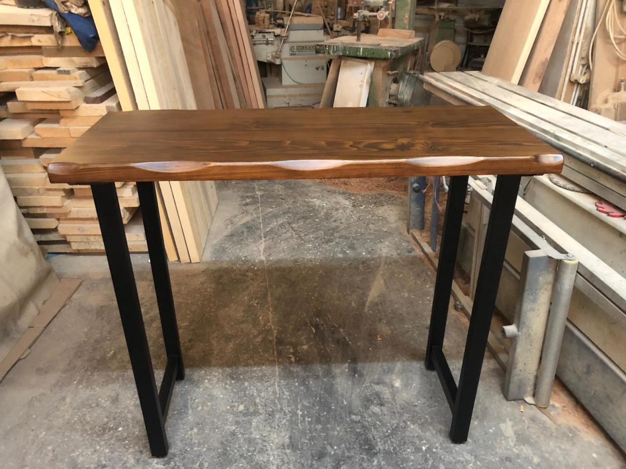 Kütük Bar Masası 120x50 cm Ceviz Rengi