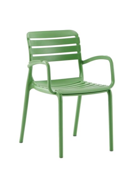 Flora Yeşil Kollu Plastik Bahçe Sandalyesi | Dış Mekan