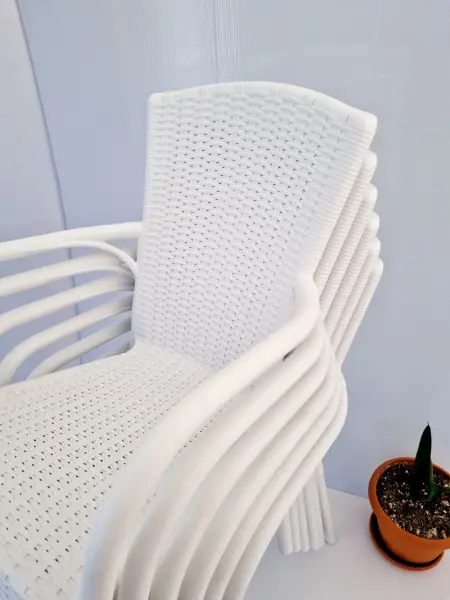 Beyaz 90x150 6 Kişilik Dış Mekan Bahçe Masa Takımı