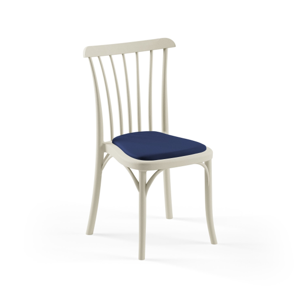 Bej Gövde Mavi Kumaş Pedli Cafe Sandalyesi