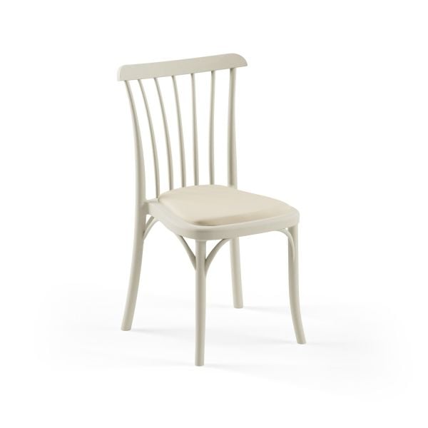 Krem Pedli Plastik Mutfak Sandalyesi Monoblok İstiflenir