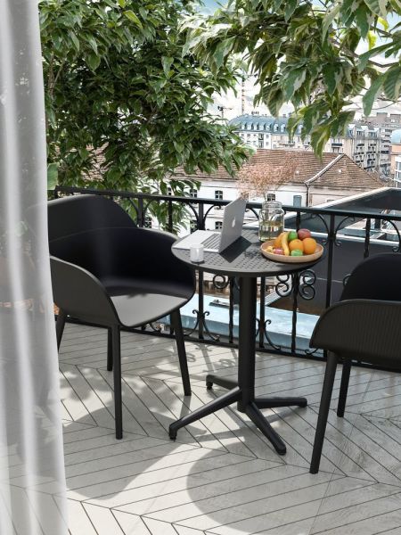 2 Kişilik Siyah Bahçe Masa Sandalye Takımı 60 cm