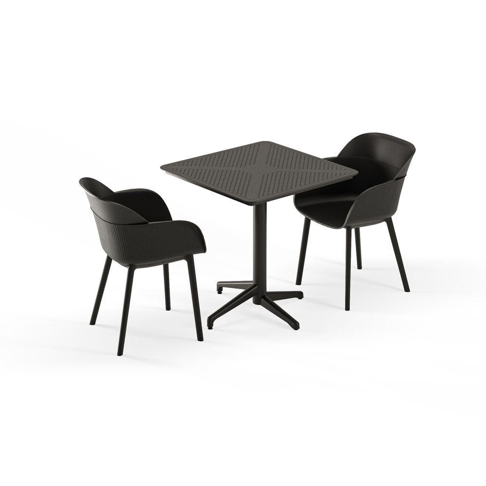 2 Kişilik Siyah 70x70 Bahçe Masa Sandalye Takımı