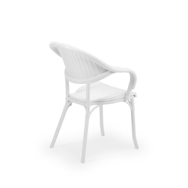 Bahçe Mobilyası Beyaz Rattan Dış Mekan Masa ve Sandalye Takımı - 4 Kişilik Kare 90x90 cm
