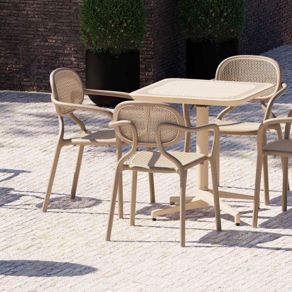 Kum Beji 70x70 cm Bahçe Masa Sandalye Takımı – Dış Mekan