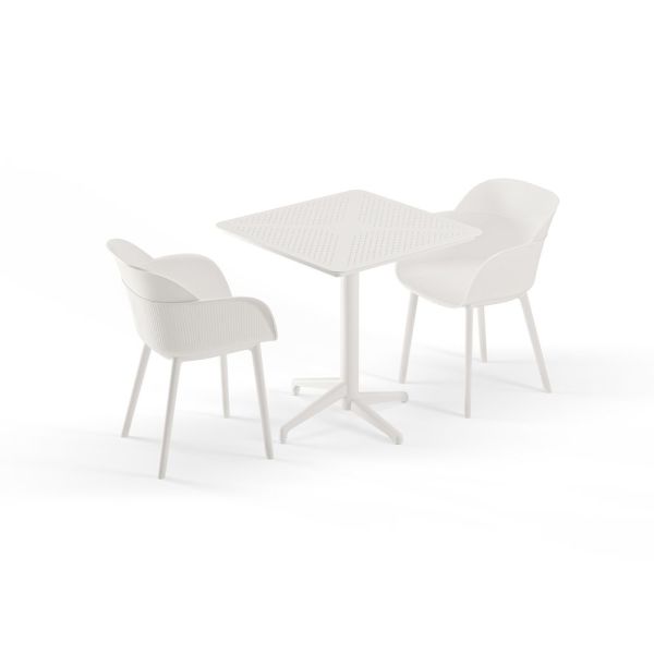 Beyaz 70x70 cm Bahçe Masa Sandalye Takımı – 2 Kişilik