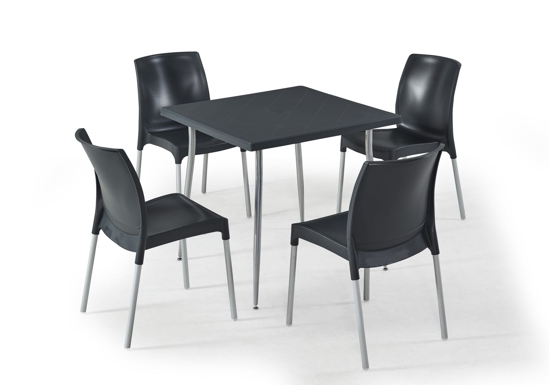 Antrasit 4 Kişilik Bahçe Masa Sandalye Takımı 80x80