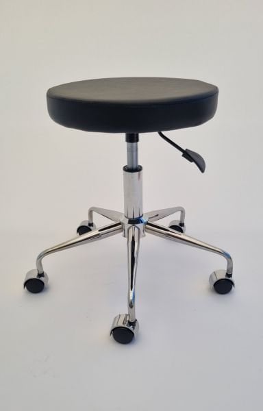 Pulsar Amortisörlü Tekerlekli Tabure Siyah Deri