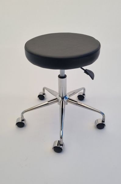 Pulsar Amortisörlü Tekerlekli Tabure Siyah Deri