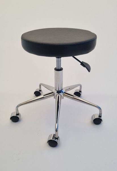 Pulsar Amortisörlü Tekerlekli Tabure Siyah Deri