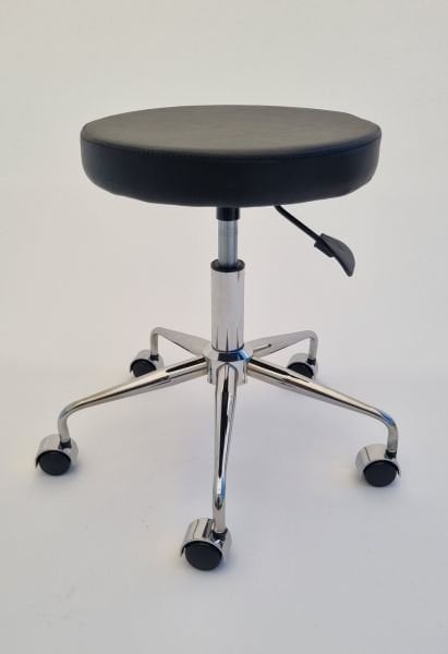 Pulsar Amortisörlü Tekerlekli Tabure Siyah Deri