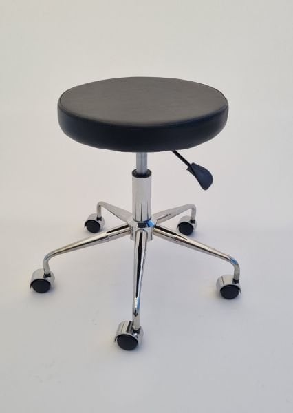 Pulsar Amortisörlü Tekerlekli Tabure Siyah Deri