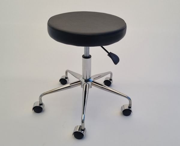 Pulsar Amortisörlü Tekerlekli Tabure Siyah Deri