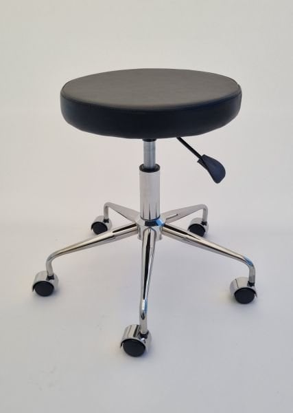 Pulsar Amortisörlü Tekerlekli Tabure Siyah Deri