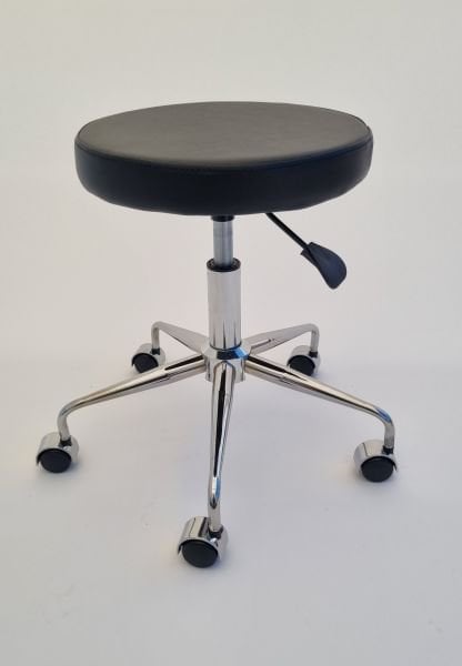 Pulsar Amortisörlü Tekerlekli Tabure Siyah Deri