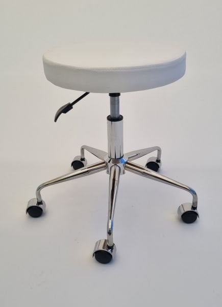 Pulsar Amortisörlü Tekerlekli Tabure Beyaz Deri