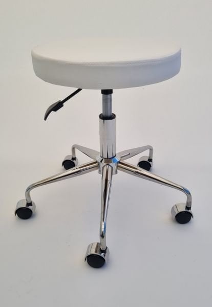 Pulsar Amortisörlü Tekerlekli Tabure Beyaz Deri