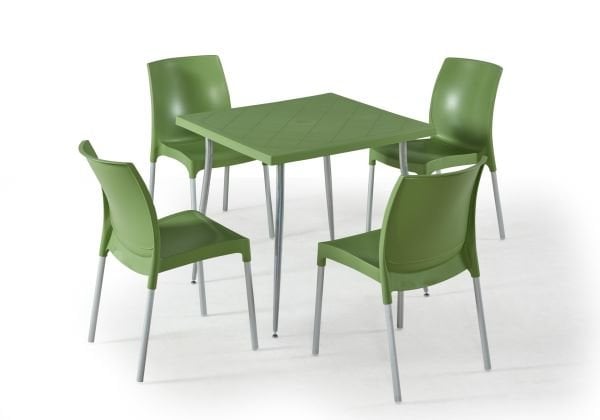 Yeşil Bahçe Masa Sandalye Takımı 4 Kişilik 80x80 cm