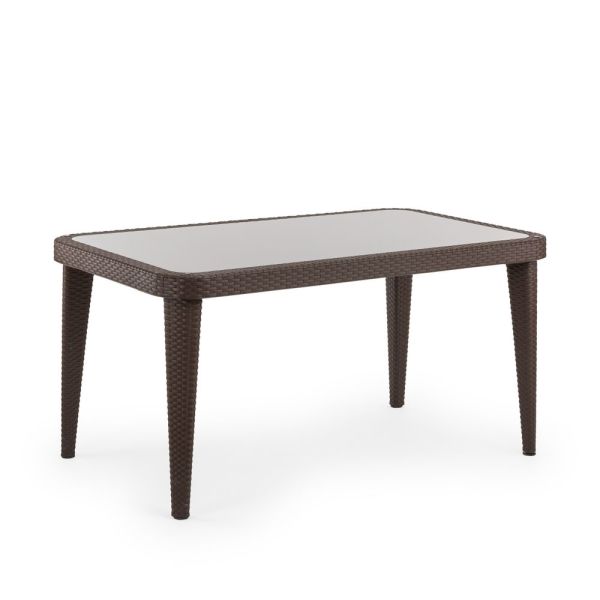 Wenge Bahçe Masa Sandalye Takımı Plastik 6 Kişilik 90x150