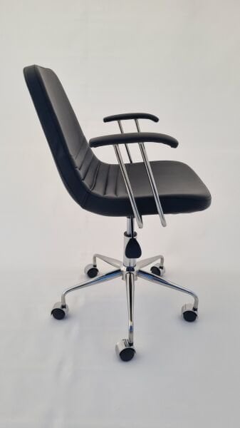 Parker Siyah Deri Ofis Çalışma Sandalyesi Tekerlekli