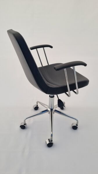 Parker Siyah Deri Ofis Çalışma Sandalyesi Tekerlekli