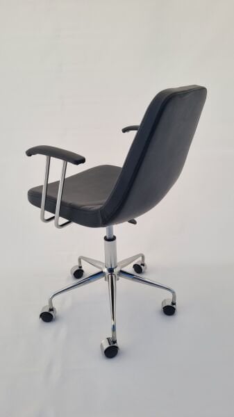 Parker Siyah Deri Ofis Çalışma Sandalyesi Tekerlekli
