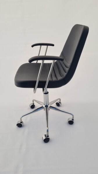 Parker Siyah Deri Ofis Çalışma Sandalyesi Tekerlekli