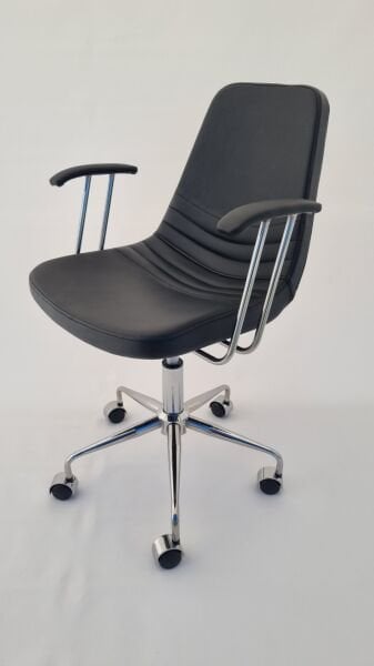 Parker Siyah Deri Ofis Çalışma Sandalyesi Tekerlekli