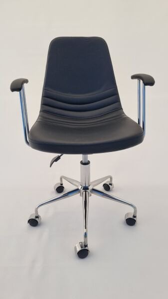 Parker Siyah Deri Ofis Çalışma Sandalyesi Tekerlekli