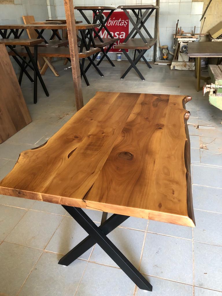 Doğal Ceviz Ağacı Kütük Yemek Masası 85x150.cm