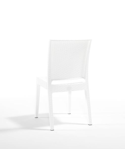 Lunica Beyaz Rattan Desenli Plastik Bahçe Sandalyesi