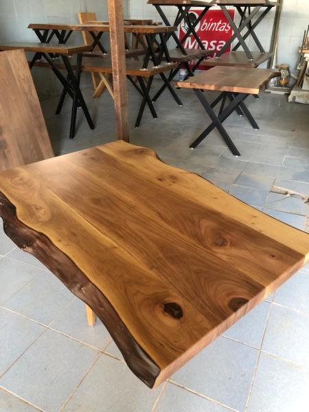 Doğal Ceviz Ağacı Kütük Masa Üstü Tablası 130x85.cm