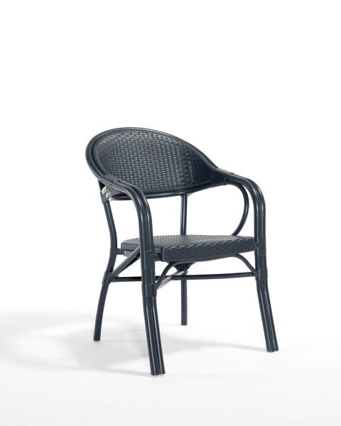 Antrasit Bambu Rattan 6 Kişilik Dış Mekan Masa Sandalye Seti