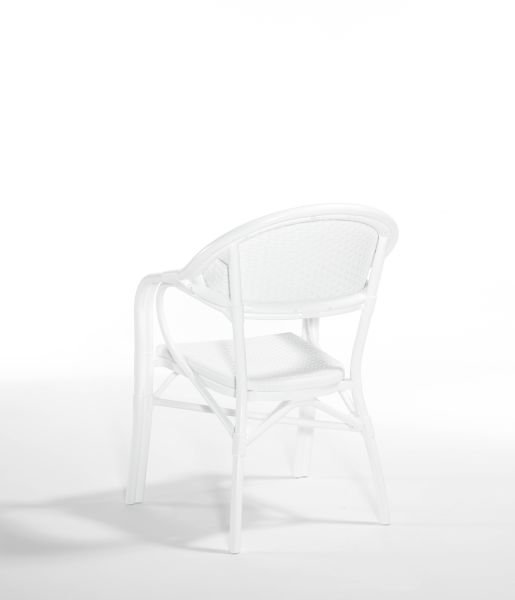 Beyaz Bambu Rattan 6 Kişilik 150x90 Bahçe Masa Sandalye Seti