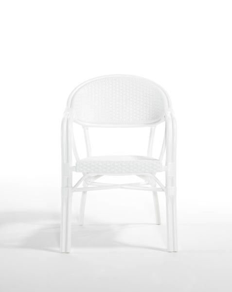 Beyaz Bambu Rattan 6 Kişilik 150x90 Bahçe Masa Sandalye Seti
