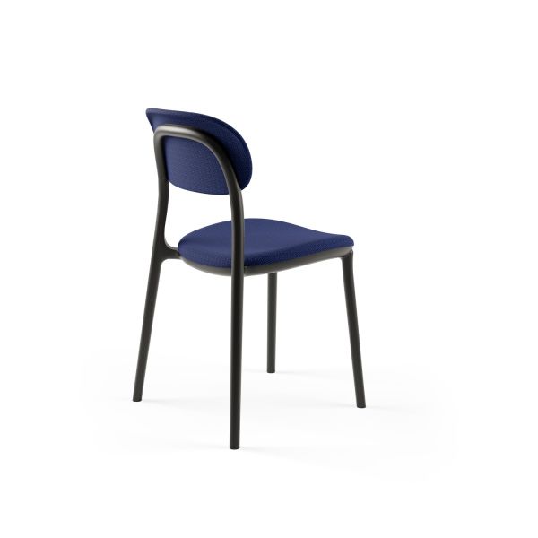 Siyah Plastik Gövdeli Koyu Mavi Kumaş Sandalye | Modern, Dayanıklı, İstiflenebilir Cafe Mutfak Sandalyesi | Yerli Üretim Sandalye Modeli