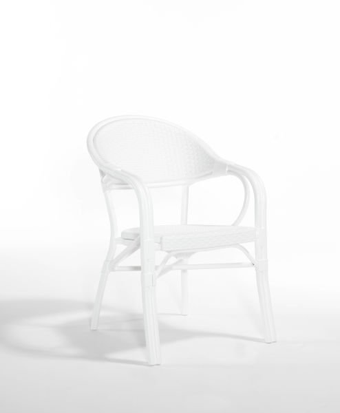Beyaz Bambu Rattan 4 Kişilik Bahçe Masa Sandalye Takımı